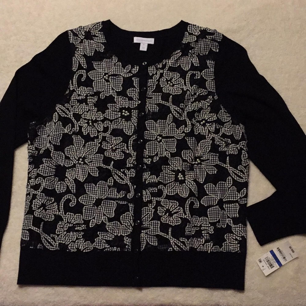 Charter club deep black button down cardigan